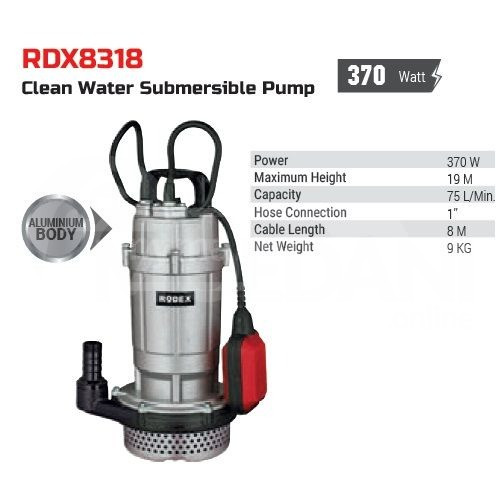 ჩასაყვინთი ტუმბო სუფთა წყლის 370W 18M (RODEX) თბილისი - photo 1