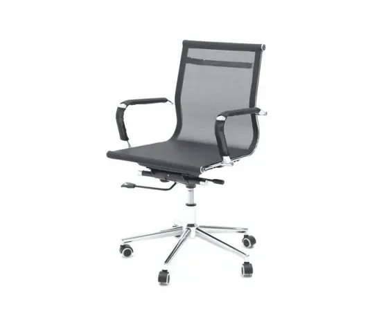 Შავი ქსოვილის გორგოლაჭებიანი სავარძელი თბილისი