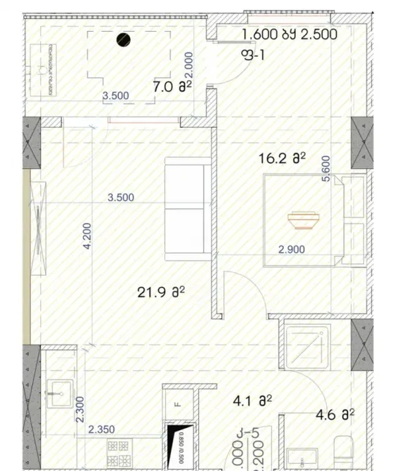 Apartments For Sale two-room 54м² 12/22 floor Tbilisi - photo 3