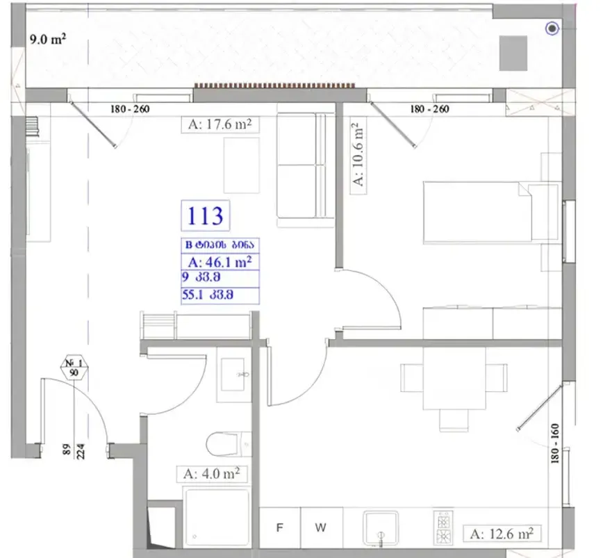 Apartments For Sale three-room 56м² 9/11 floor Tbilisi - photo 15