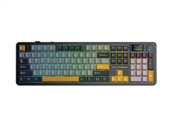 Კლავიატურა Aula F108Pro RGB Wireless Mechanical Keyboard Gray/Yellow თბილისი