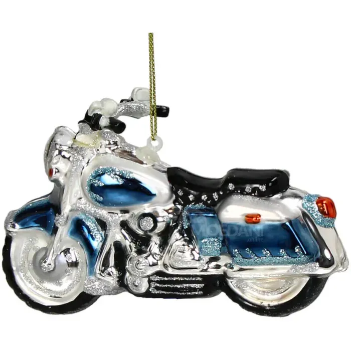 Новогоднее украшение: серебряный стеклянный мотоцикл Тбилиси - изображение 1