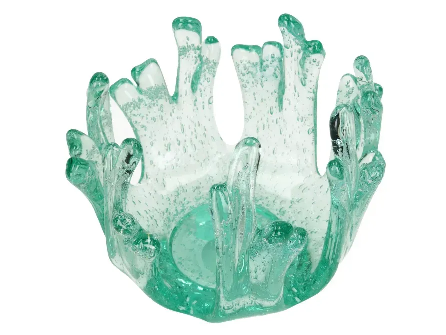 Ღია ცისფერი შუშის სასანთლე თბილისი - photo 1