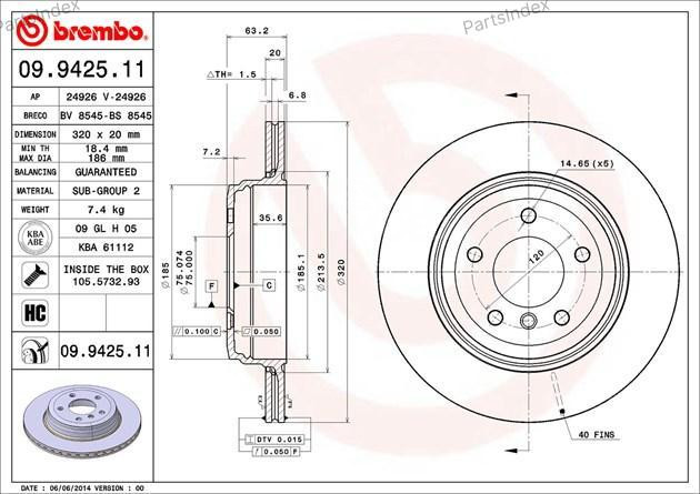 Brembo brake disc 09.9425.11 Tbilisi - photo 1