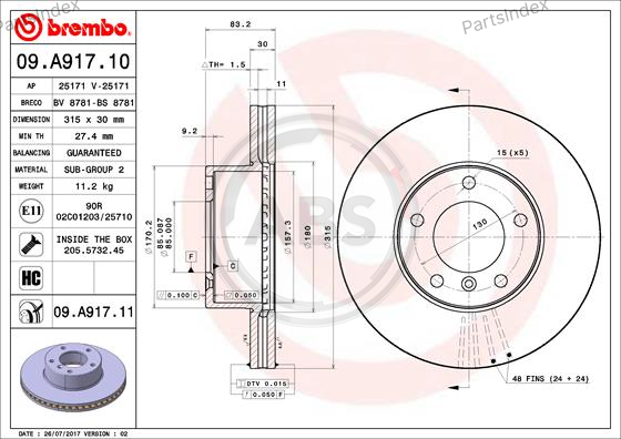 Brembo brake disc 09.A917.11 Tbilisi