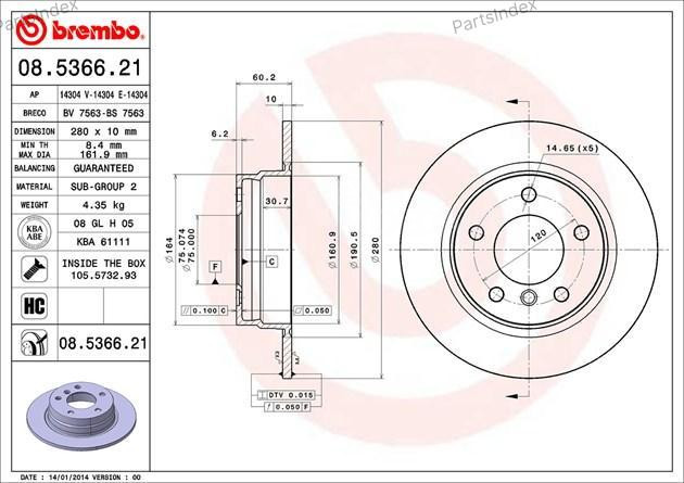 Brembo brake disc 08.5366.21 Tbilisi - photo 1