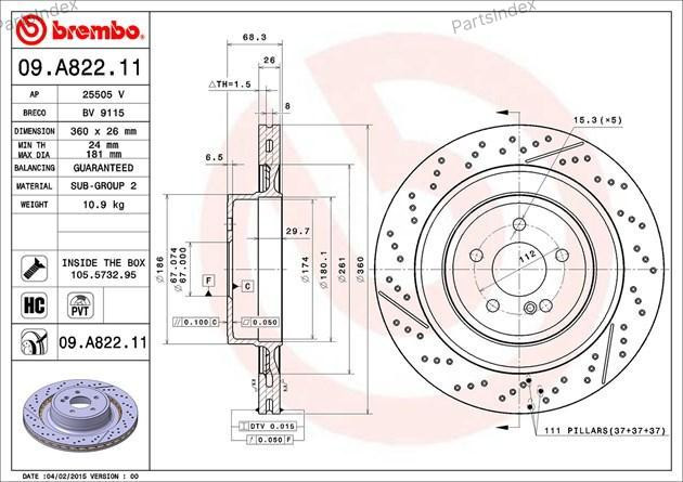 Brembo brake disc 09.A822.11 Tbilisi - photo 1