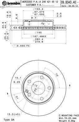 Brembo brake disc 09.B343.41 Tbilisi
