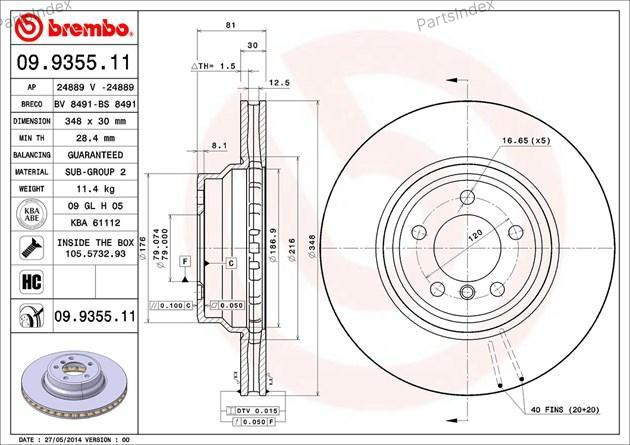 Brembo brake disc 09.9355.11 Tbilisi - photo 1