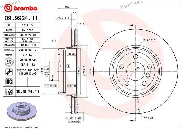 Brembo brake disc 09.9924.11 Tbilisi - photo 1
