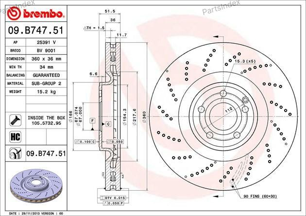 Brembo brake disc 09.B747.51 Tbilisi - photo 1