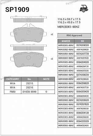 Sangsin SP1909 დისკის სამუხრუჭე ხუნდები თბილისი