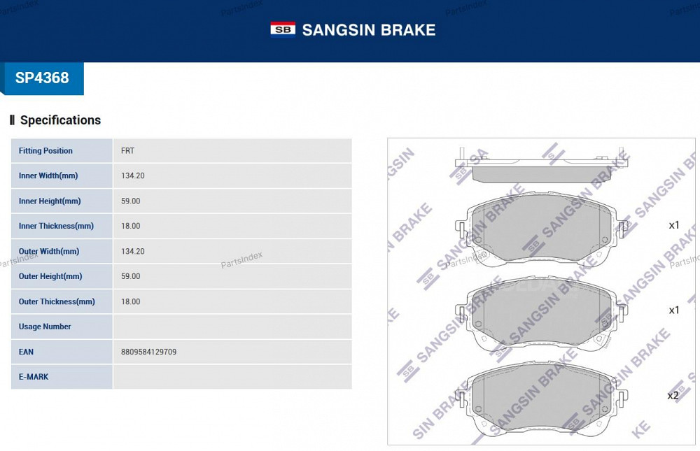 Sangsin SP4368 დისკური სამუხრუჭე ხუნდები თბილისი - photo 1