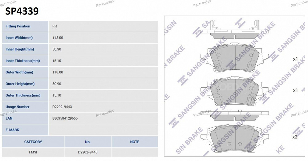 Sangsin SP4339 დისკური სამუხრუჭე ხუნდები თბილისი - photo 2