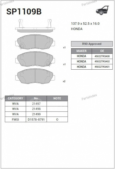 Sangsin SP1109B დისკის სამუხრუჭე ხუნდები თბილისი - photo 1