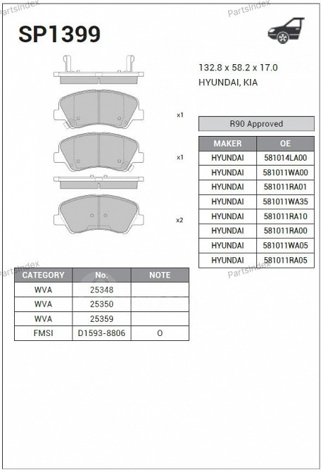 Sangsin SP1399 დისკური სამუხრუჭე ხუნდები თბილისი - photo 2