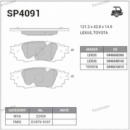 Sangsin SP4091 დისკის სამუხრუჭე ხუნდები თბილისი