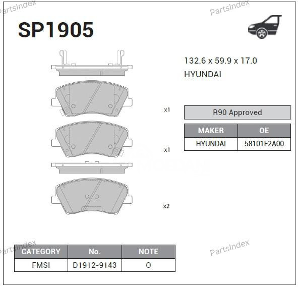 Sangsin SP1905 დისკის სამუხრუჭე ხუნდები თბილისი - photo 2