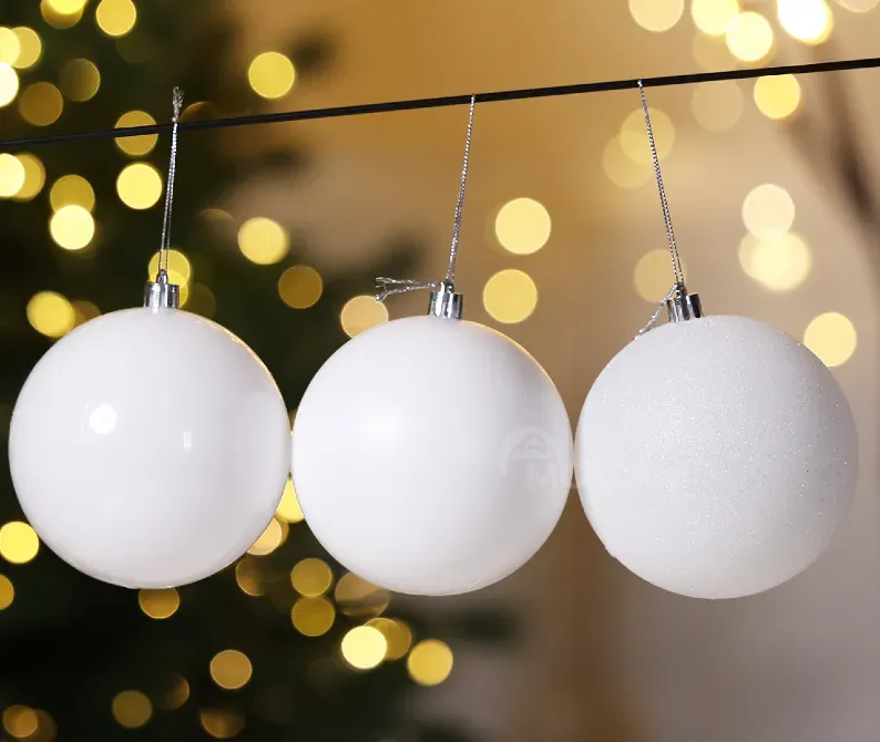 Ნაძვის ხის ბურთები 6 სმ 20 ცალი თეთრი თბილისი - photo 1