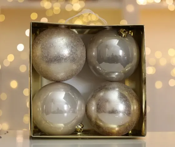 Christmas tree balls 15 cm 4 pieces light gold Tbilisi