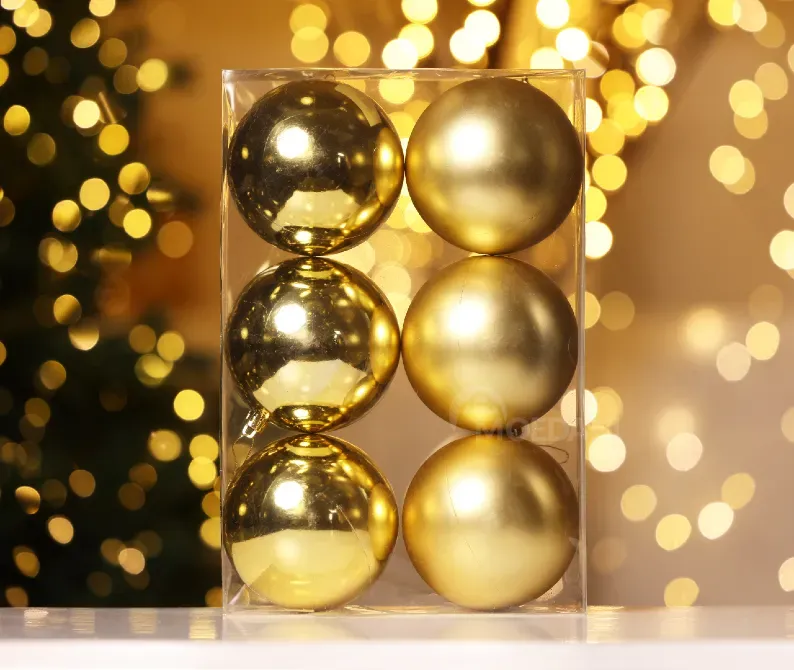Christmas tree balls 10 cm 6 pieces gold Tbilisi - photo 1
