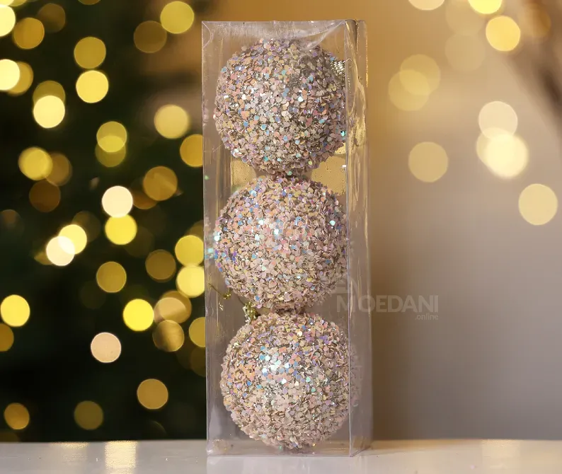 Christmas tree toy balls 8 cm 3 pieces gold Tbilisi - photo 2