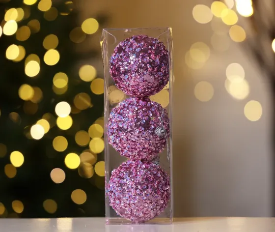 Christmas tree toy balls 8 cm 3 pieces pink Tbilisi