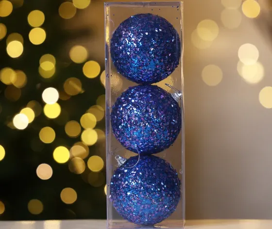Christmas tree toy balls 8 cm 3 pieces blue Tbilisi