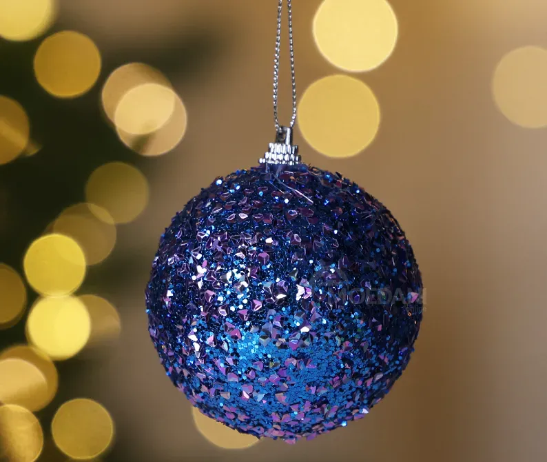 Christmas tree toy balls 8 cm 3 pieces blue Tbilisi - photo 1