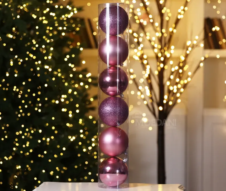 Christmas tree balls 10 cm 6 pieces pink Tbilisi - photo 2