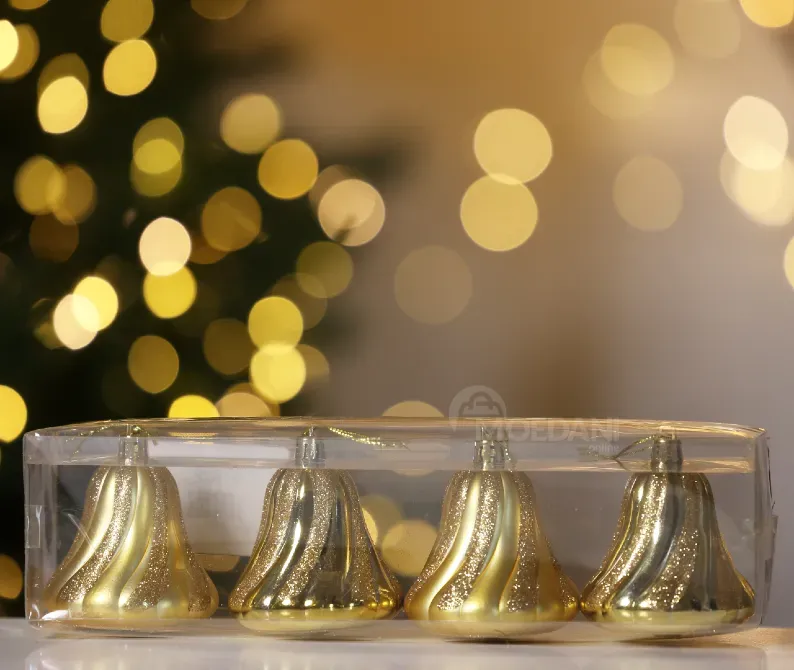Christmas tree toy 4 pieces 6 cm gold (bell) Tbilisi - photo 2