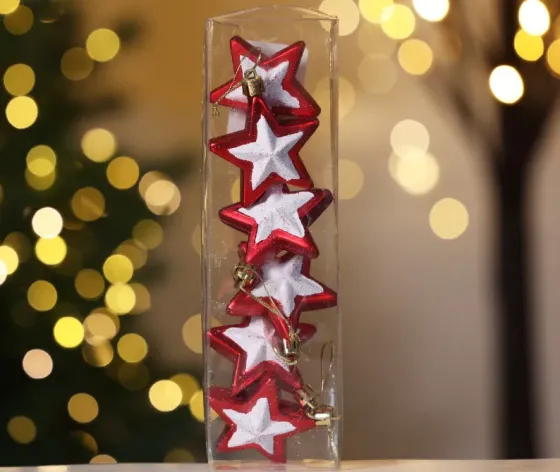 Christmas tree toy 6 pieces 6 cm red (star) Tbilisi