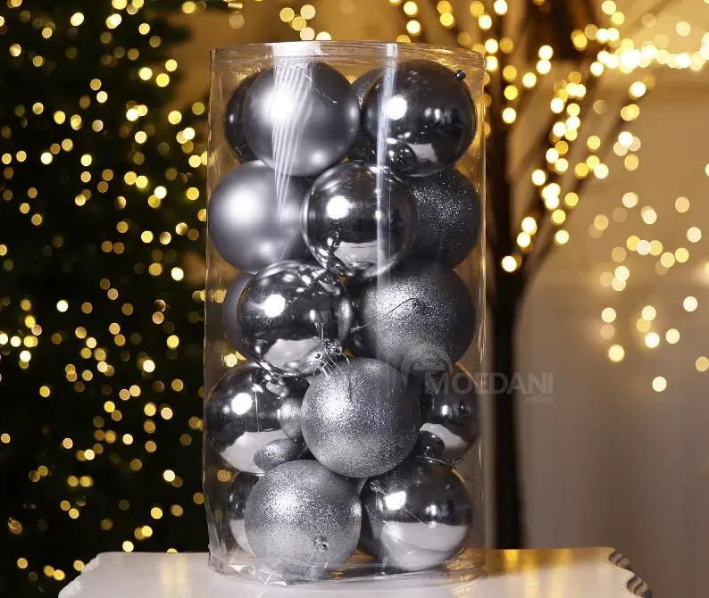 Christmas tree balls 8 cm 20 pieces silver Tbilisi - photo 1