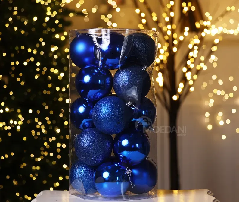 Christmas tree balls 10 cm 20 pieces blue Tbilisi - photo 1