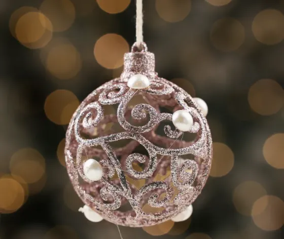 Christmas tree toy with pearls, pink Tbilisi
