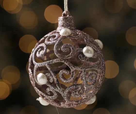 Christmas tree toy with pearls, pink Tbilisi