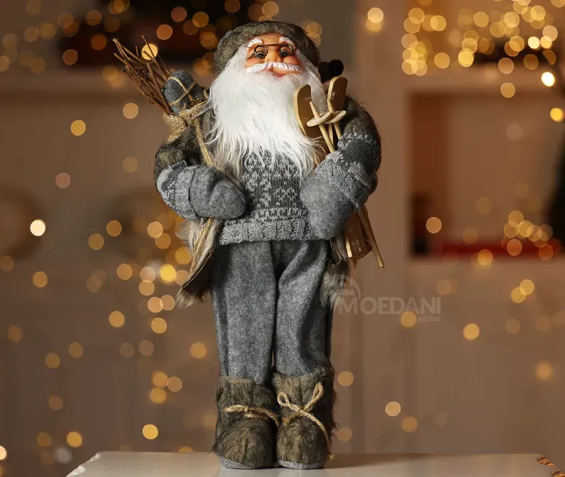 Თოვლის ბაბუა თხილამურებით 45 სმ მუქი ნაცრისფერი თბილისი - photo 1