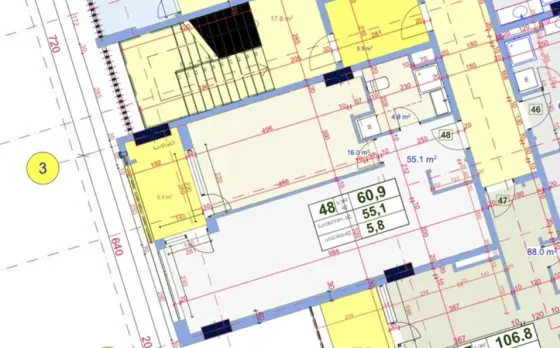 Apartments For Sale three-room 63.1м² 4/14 floor Tbilisi