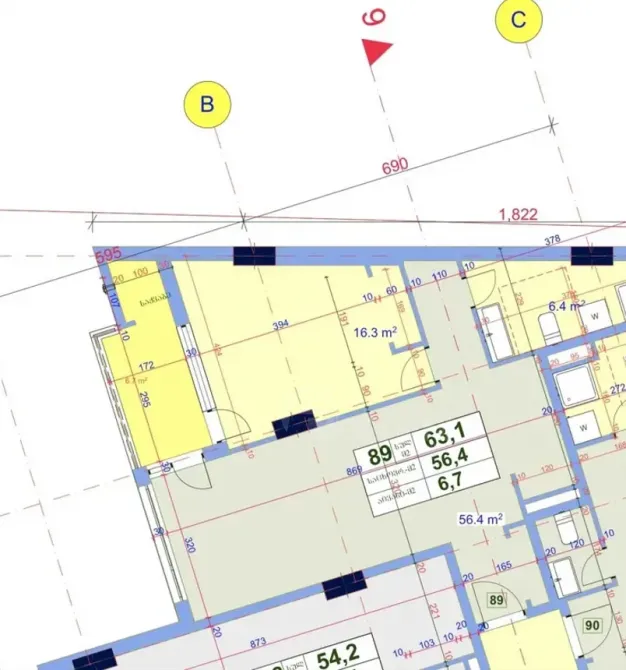 Apartments For Sale three-room 63.1м² 4/14 floor Tbilisi - photo 1