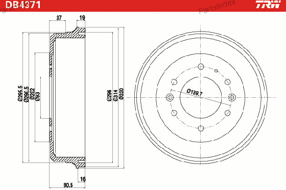 Барабан тормозной TRW DB4371 Тбилиси