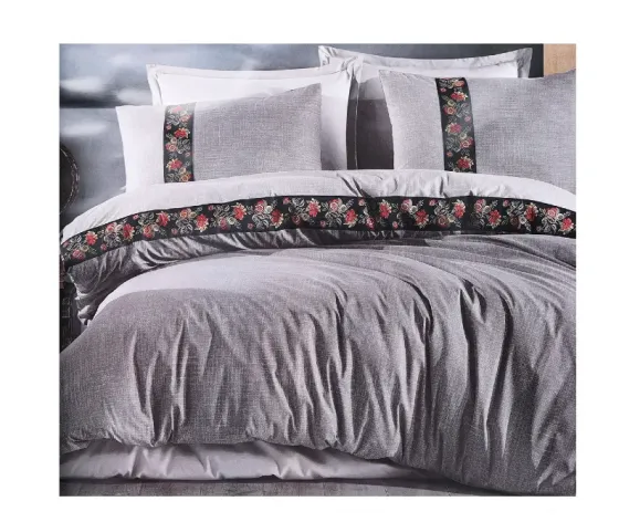 Მუქი ნაცრისფრი ფერის დეკორაციული გაფორნებით თეთრეული ორსაწოლიანი Clasy თბილისი