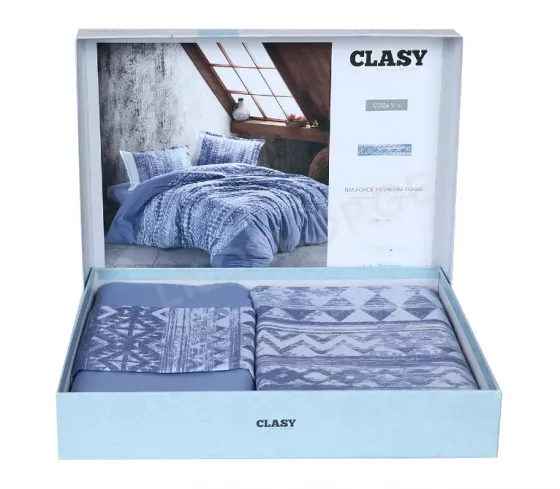 Თეთრეული ერთსაწოლიანი Clasy ფერადი ცისფერში თბილისი