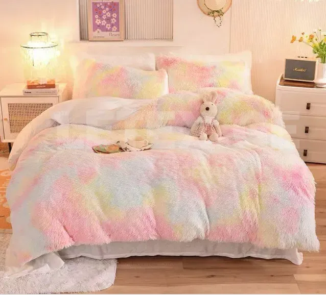 Pink fusée linen with fur surface Tbilisi - photo 1