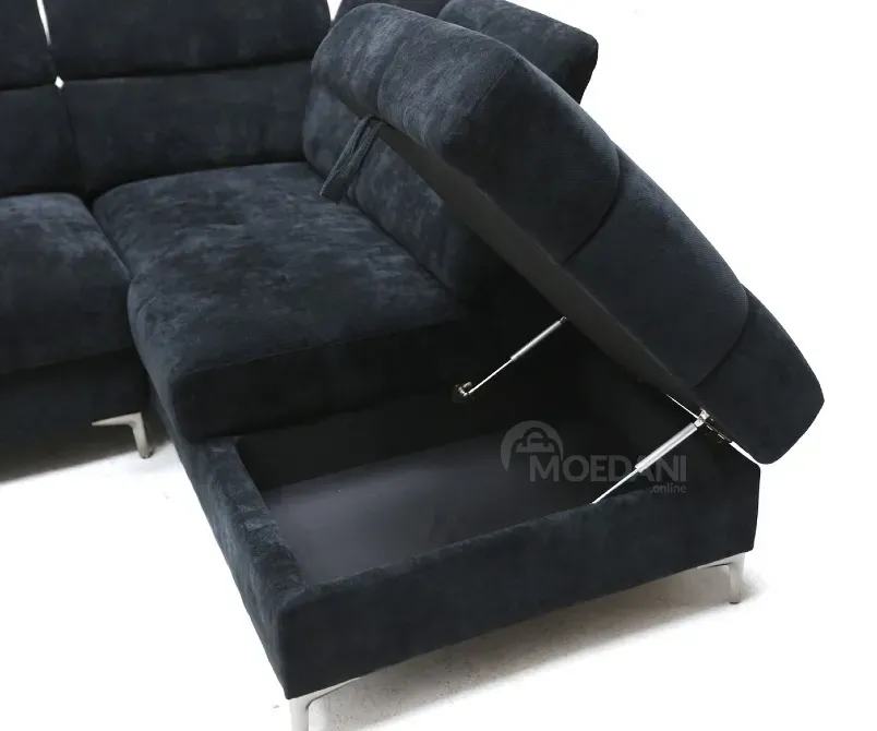 Черный угловой диван с возможностью выдвижения Тбилиси - изображение 4