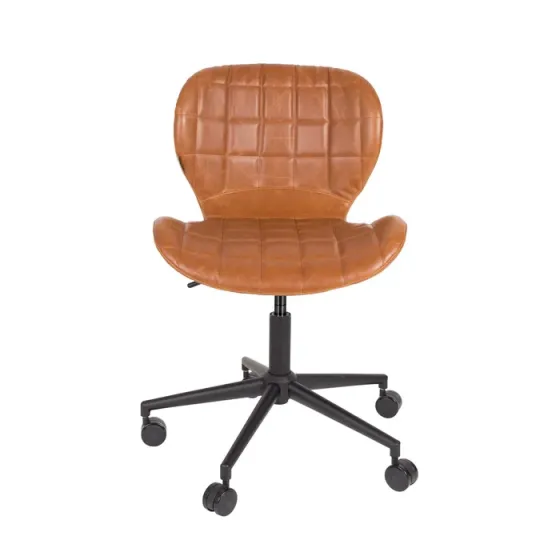 Коричневое кожаное кресло на колесиках 65 X65 X76/88 Тбилиси