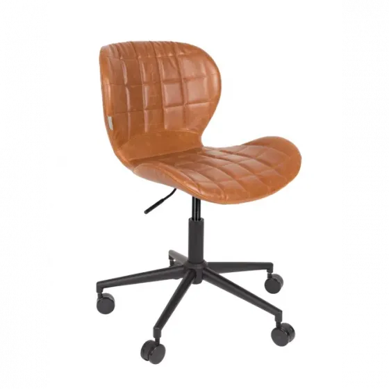 Коричневое кожаное кресло на колесиках 65 X65 X76/88 Тбилиси