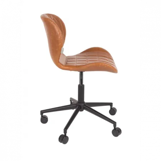 Коричневое кожаное кресло на колесиках 65 X65 X76/88 Тбилиси