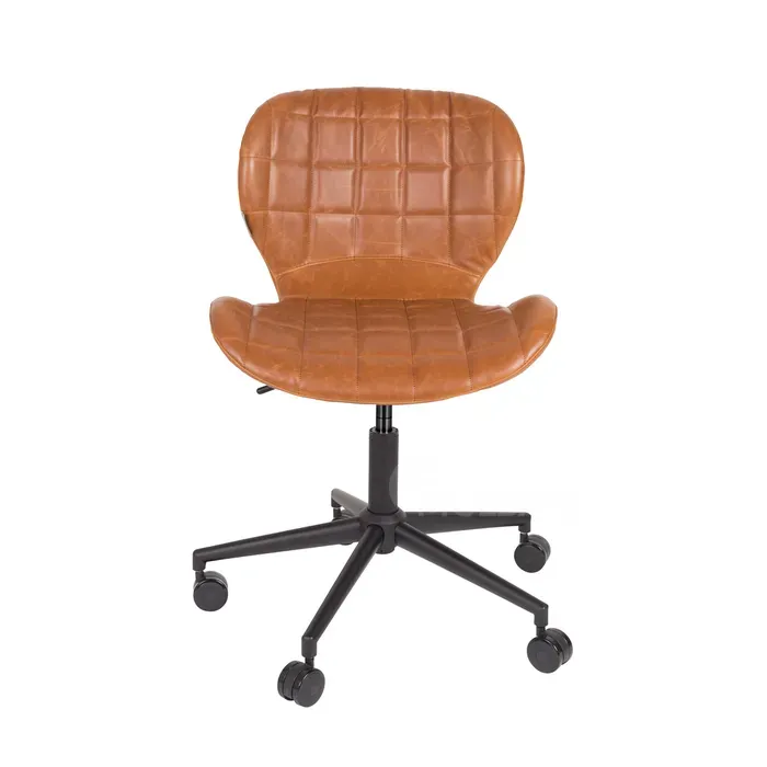 Коричневое кожаное кресло на колесиках 65 X65 X76/88 Тбилиси - изображение 1