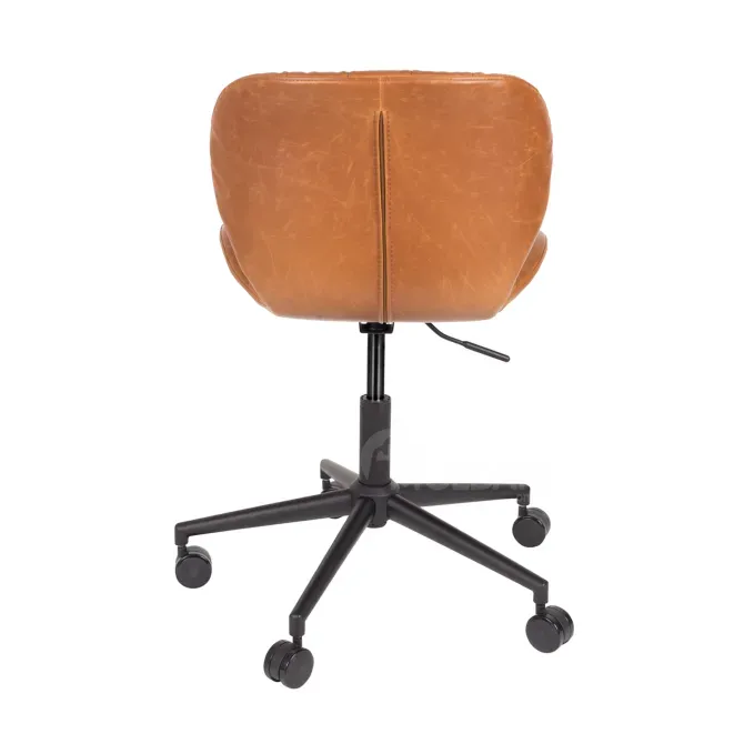 Коричневое кожаное кресло на колесиках 65 X65 X76/88 Тбилиси - изображение 4