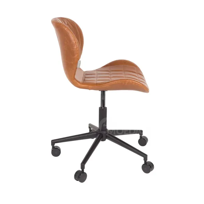 Коричневое кожаное кресло на колесиках 65 X65 X76/88 Тбилиси - изображение 3